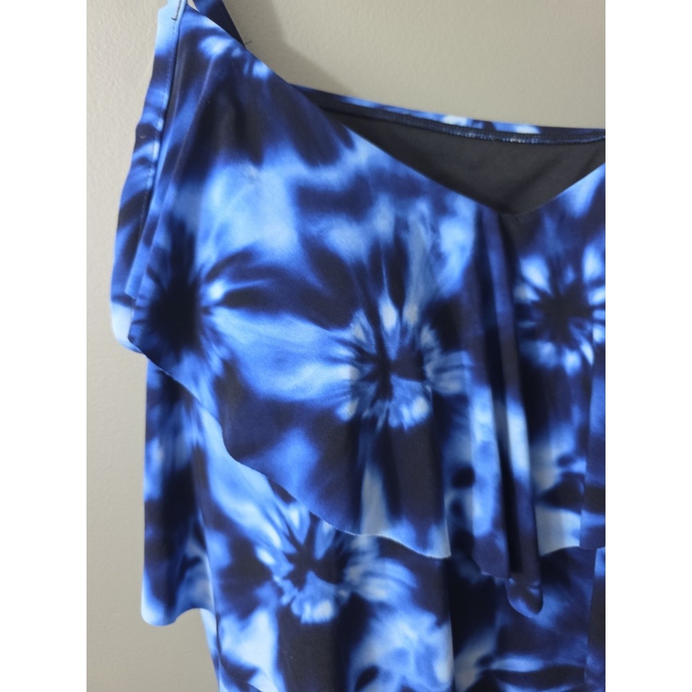 Aqua Green Womens Tankini Swimsuit Top Swimwear Tie Die Blue Plus Size 26W NWT - Picture 11 of 12